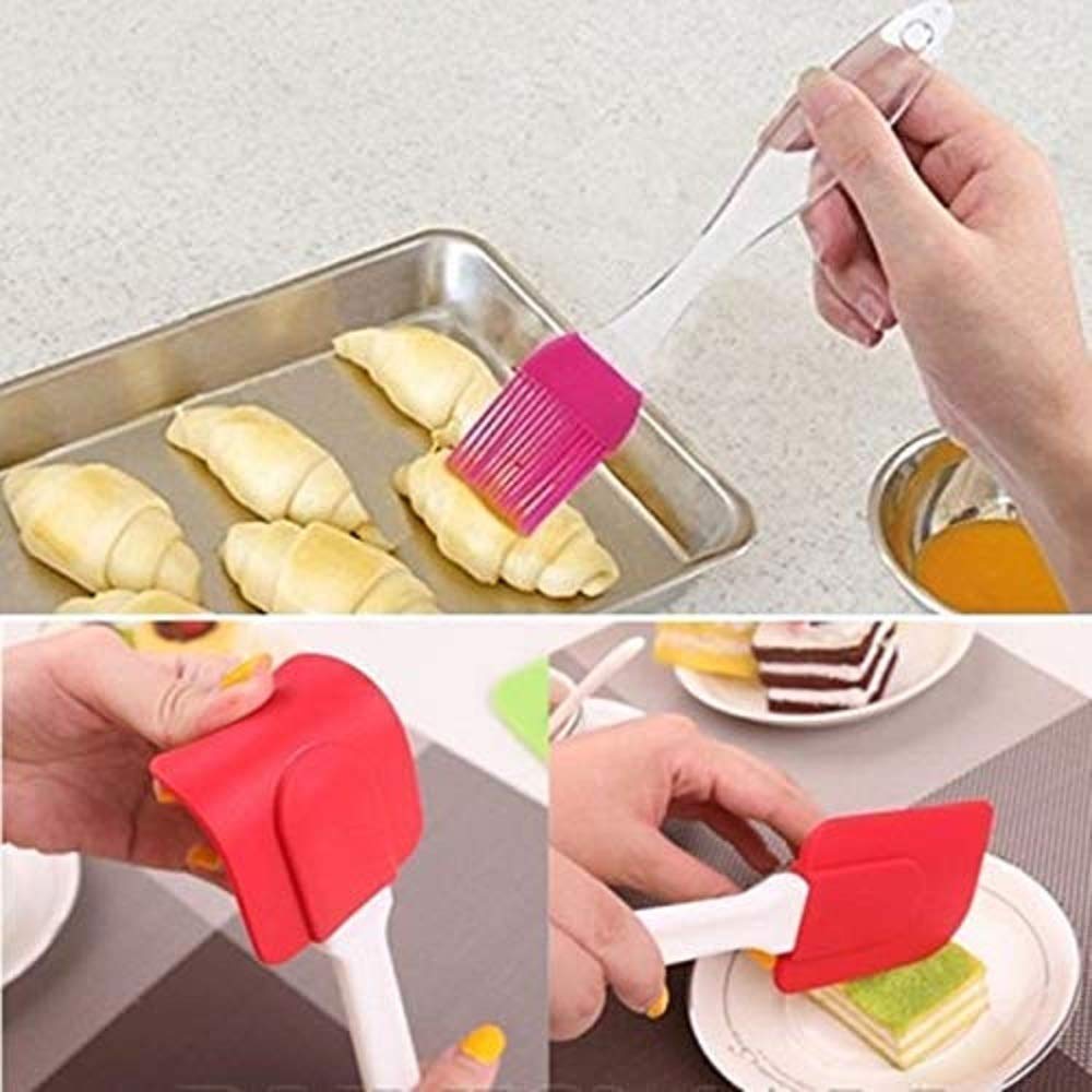 Pack of 2 Silicone Spatula & BBQ Oil Brush with Acrylic Handle