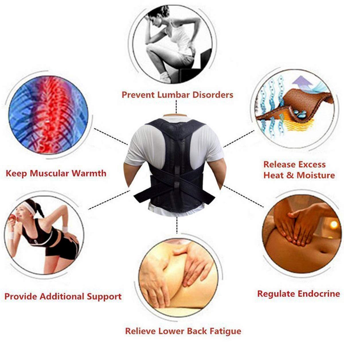 Adjustable Magnetic Posture Corrector Back Brace Support