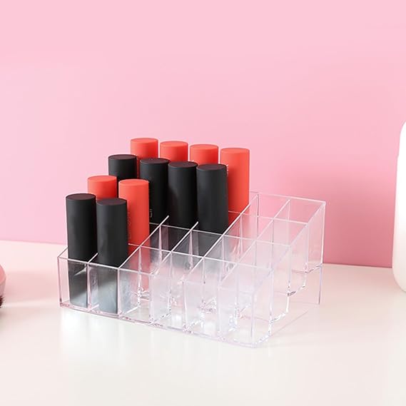 24-Slot Clear Lipstick Holder Makeup Organizer Stand