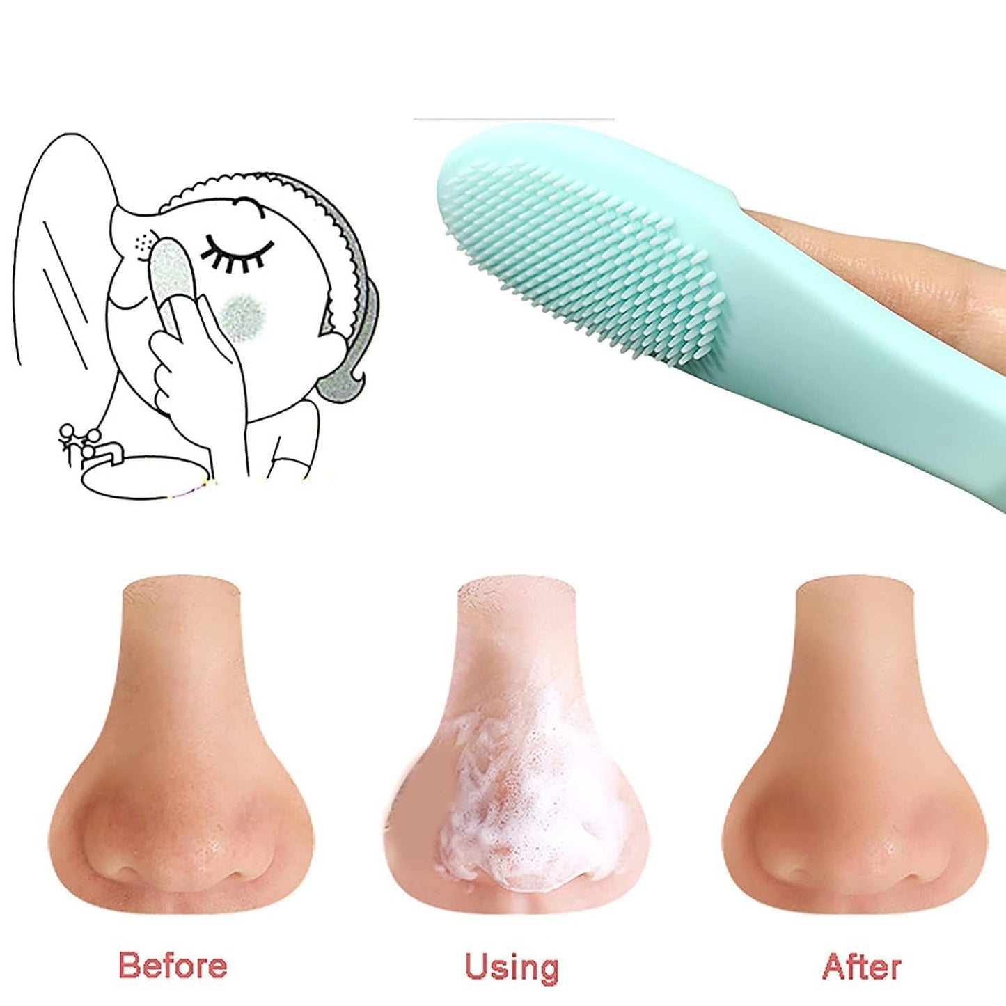 Finger Shape Silicone Nose Cleaner Blackhead Remover - 1Pc