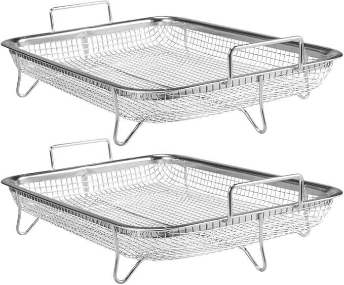 Stainless Steel Air Fryer Basket Non Stick Mesh Baking Tray
