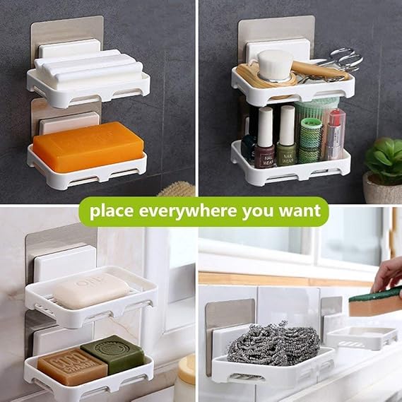 Wall Mounted Plastic Soap Dish – Self-Adhesive Tray
