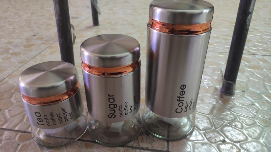 3PCS Transparent Glass Storage Jar Set