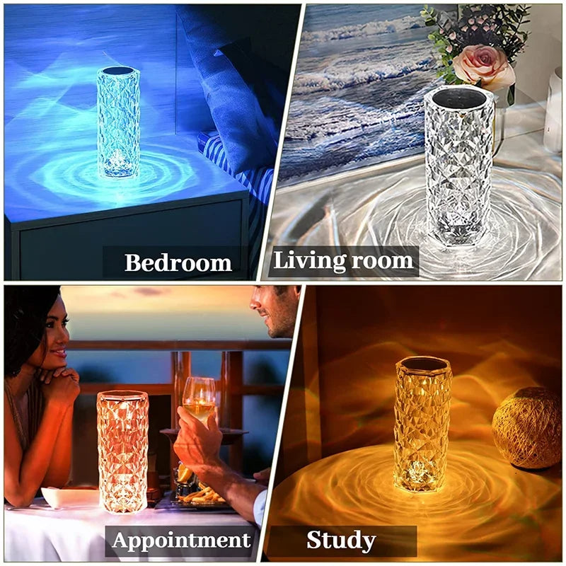 16 Colors LED Crystal Diamond Touch Table Lamp