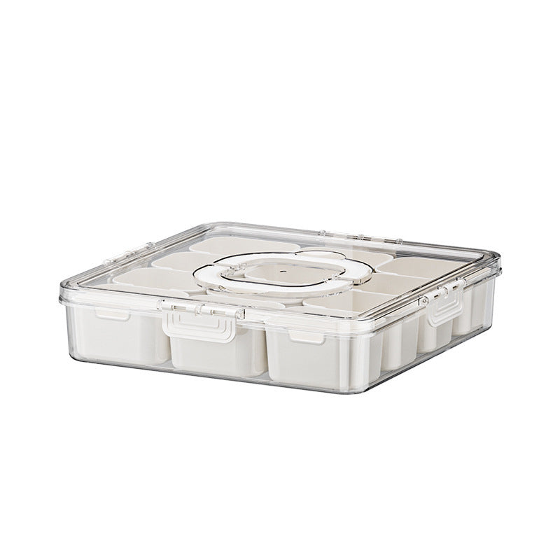 12-Compartment Food Tray with Lid & Handle – Clear Storage Box