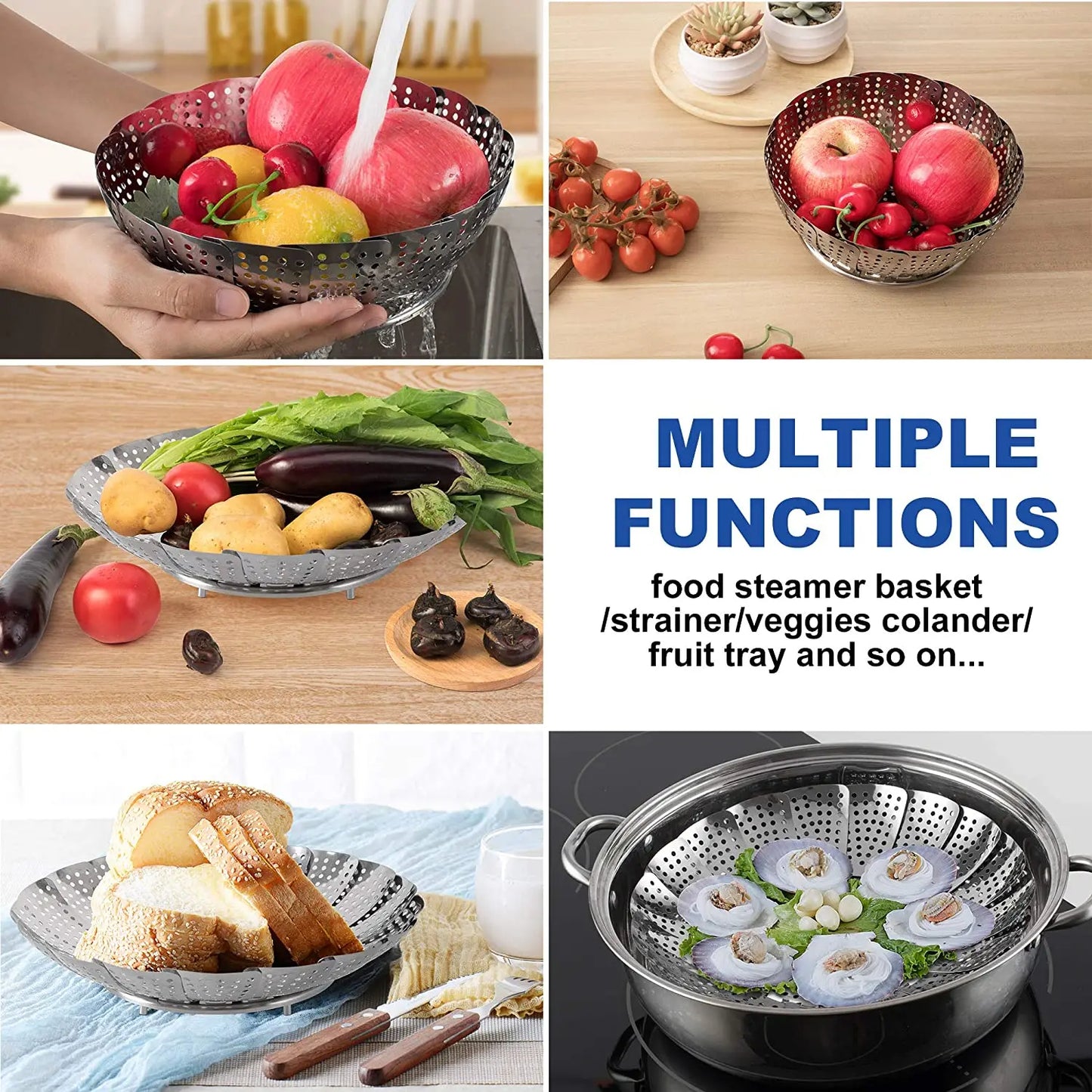 Stainless Steel Food Steamer Basket for Kitchen Cooking