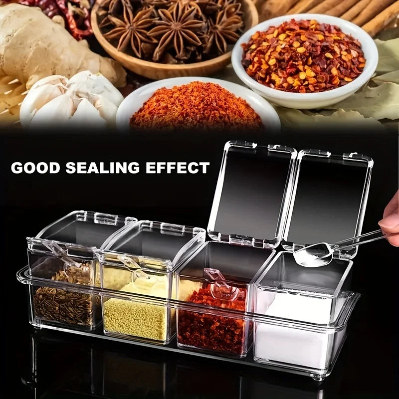 4-Piece Transparent Spice Jar Set for Kitchen