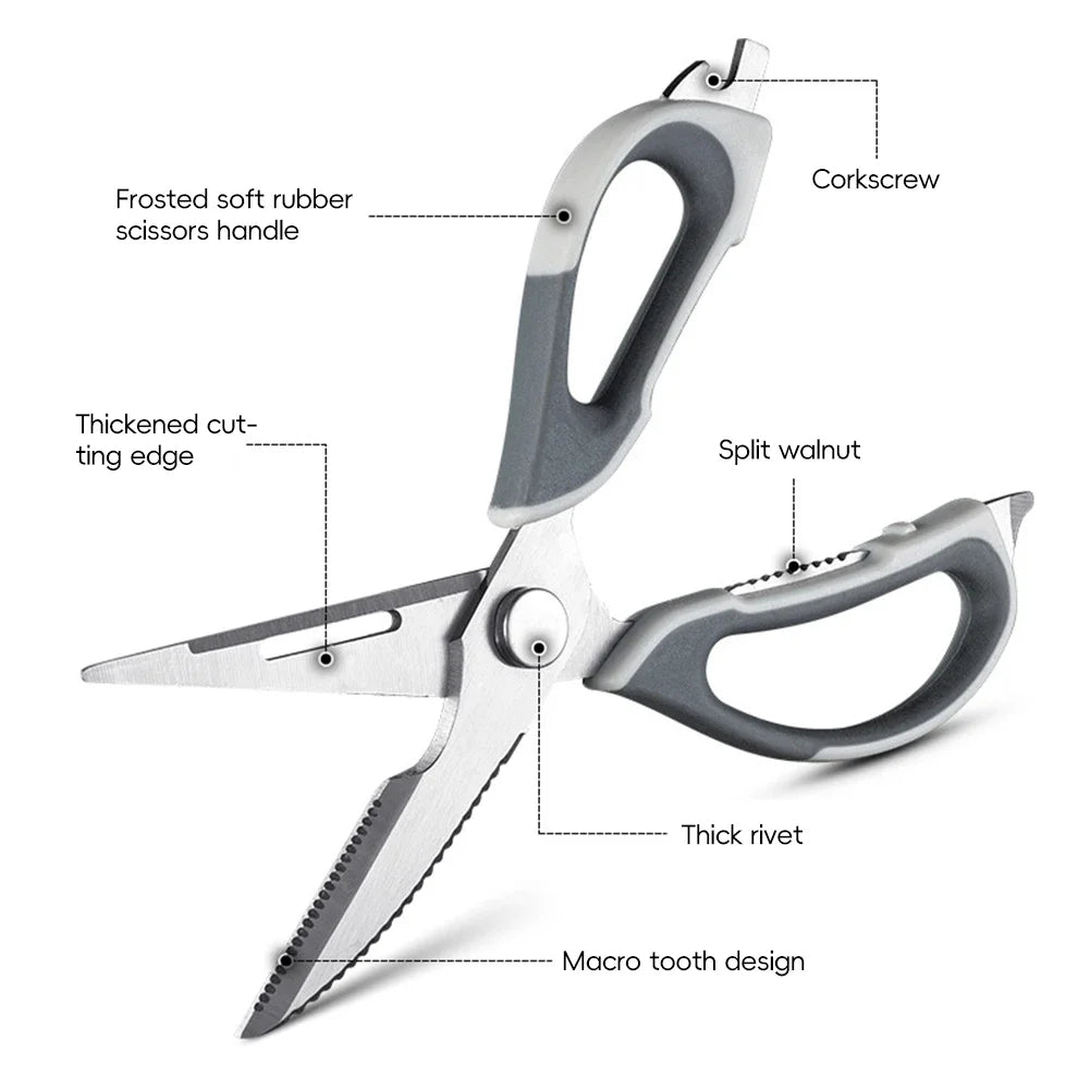 6-in-1 Stainless Steel Kitchen Scissors with Stand