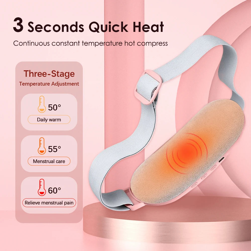 New Period Pain Relief Belt – USB Rechargeable Heating Pad with Vibration for Women