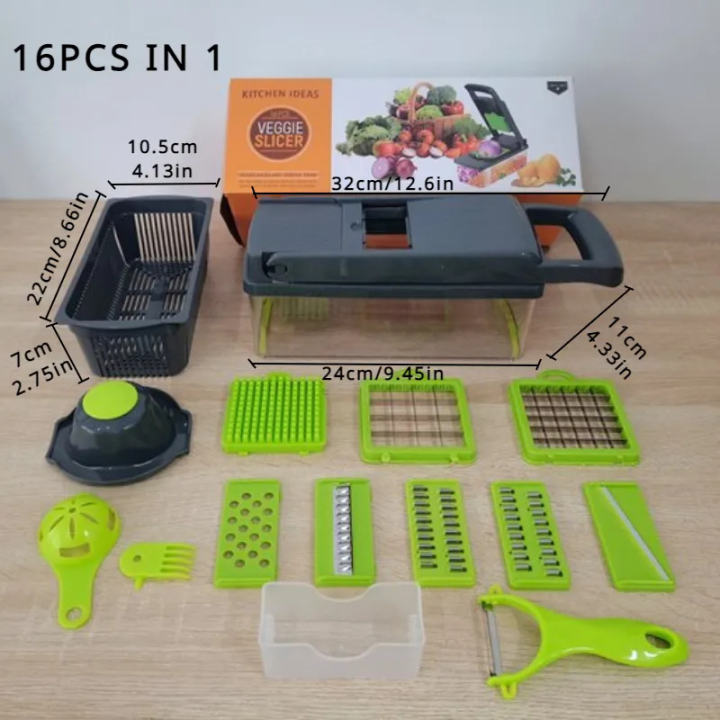 16-in-1 Multifunctional Vegetable Chopper & Slicer Kitchen Tool