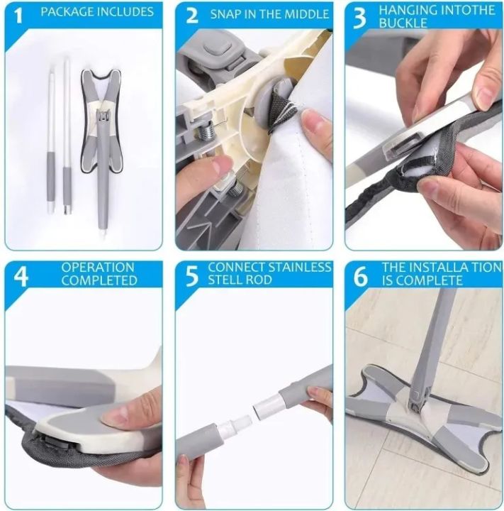 X-Type Flat Floor Mop with Microfiber Pads