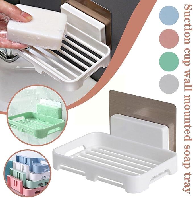 Wall Mounted Plastic Soap Dish – Self-Adhesive Tray