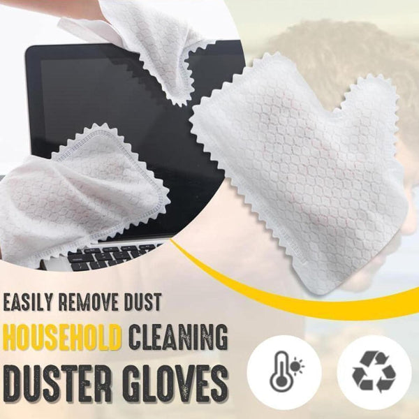 Cleaning gloves with a laptop and screen cleaning cloth on a white background