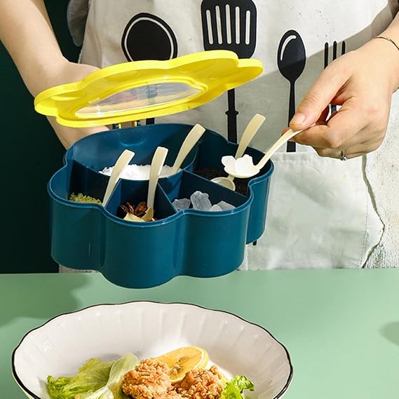 5-Compartment Spice Storage Box for Kitchen
