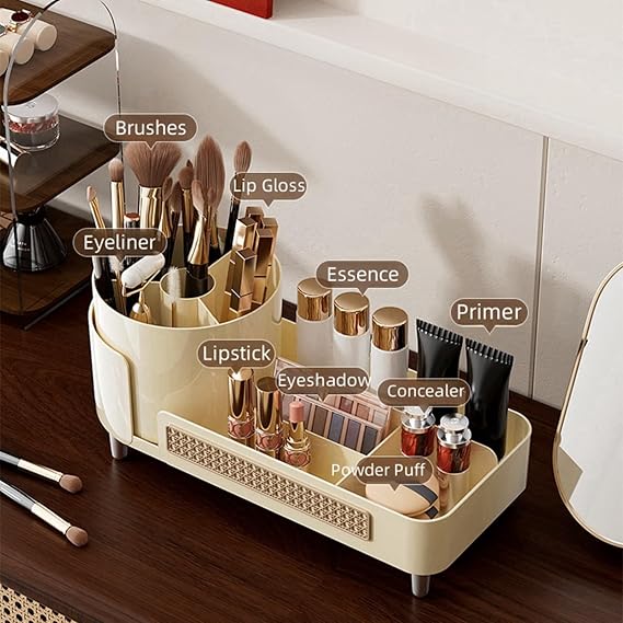 360° Rotating Cosmetic Organizer with Storage Shelves