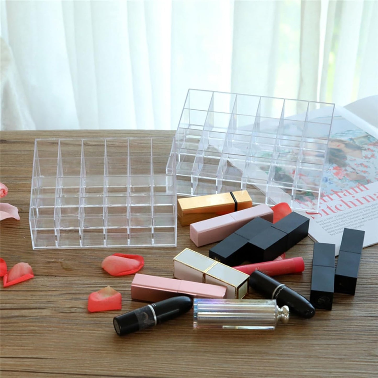 24-Slot Clear Lipstick Holder Makeup Organizer Stand