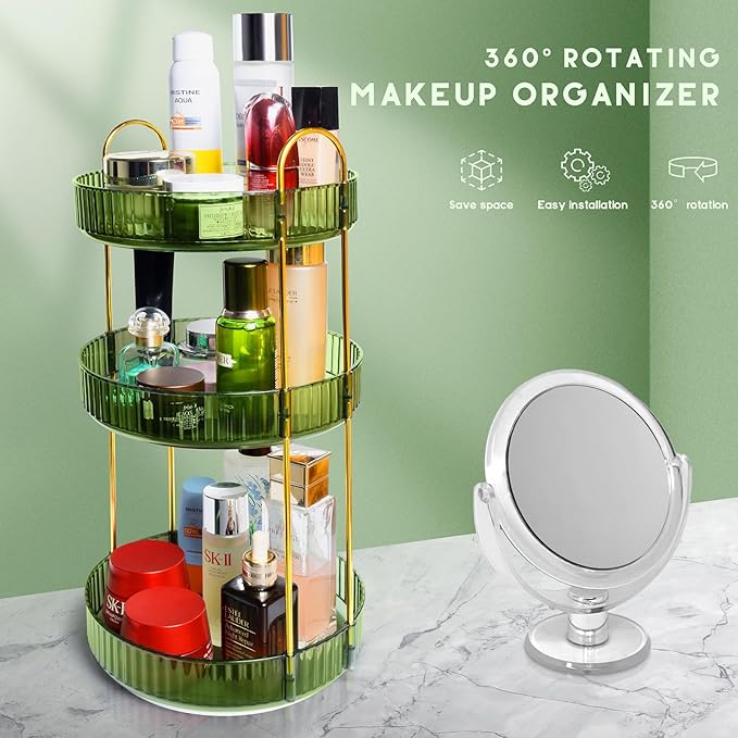 360° Rotating Vanity Makeup Organizer Shelf