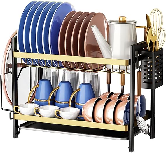 Large 2-Layer Dish Drying Rack – Kitchen Counter Organizer