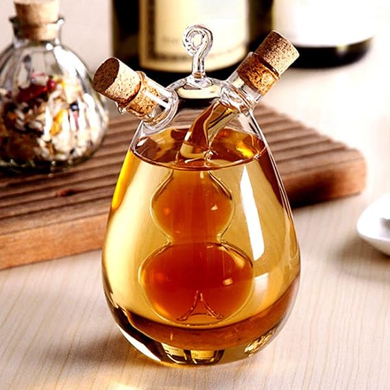 2 in 1 Oil and Vinegar Dispenser Liquid Glass Bottle