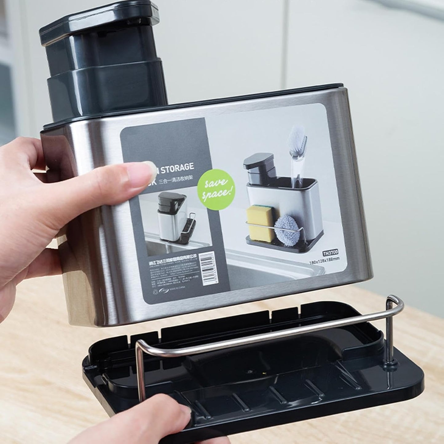 3-in-1 Kitchen Soap Dispenser with Organizer