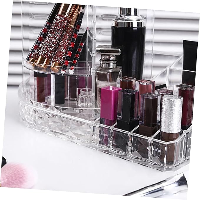 360° Rotating Makeup Organizer with Lipstick Tray