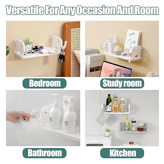 Elephant Wall Mounted Self Adhesive Shelf