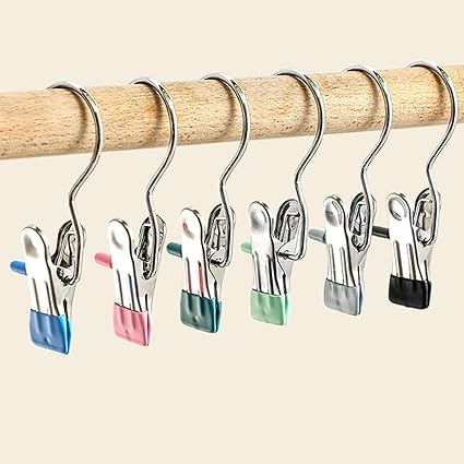Space-Saving Stainless Steel Clothes Hanger Clips ( 1 Pair )