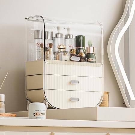 Clear Cosmetic Organizer with Storage Drawers