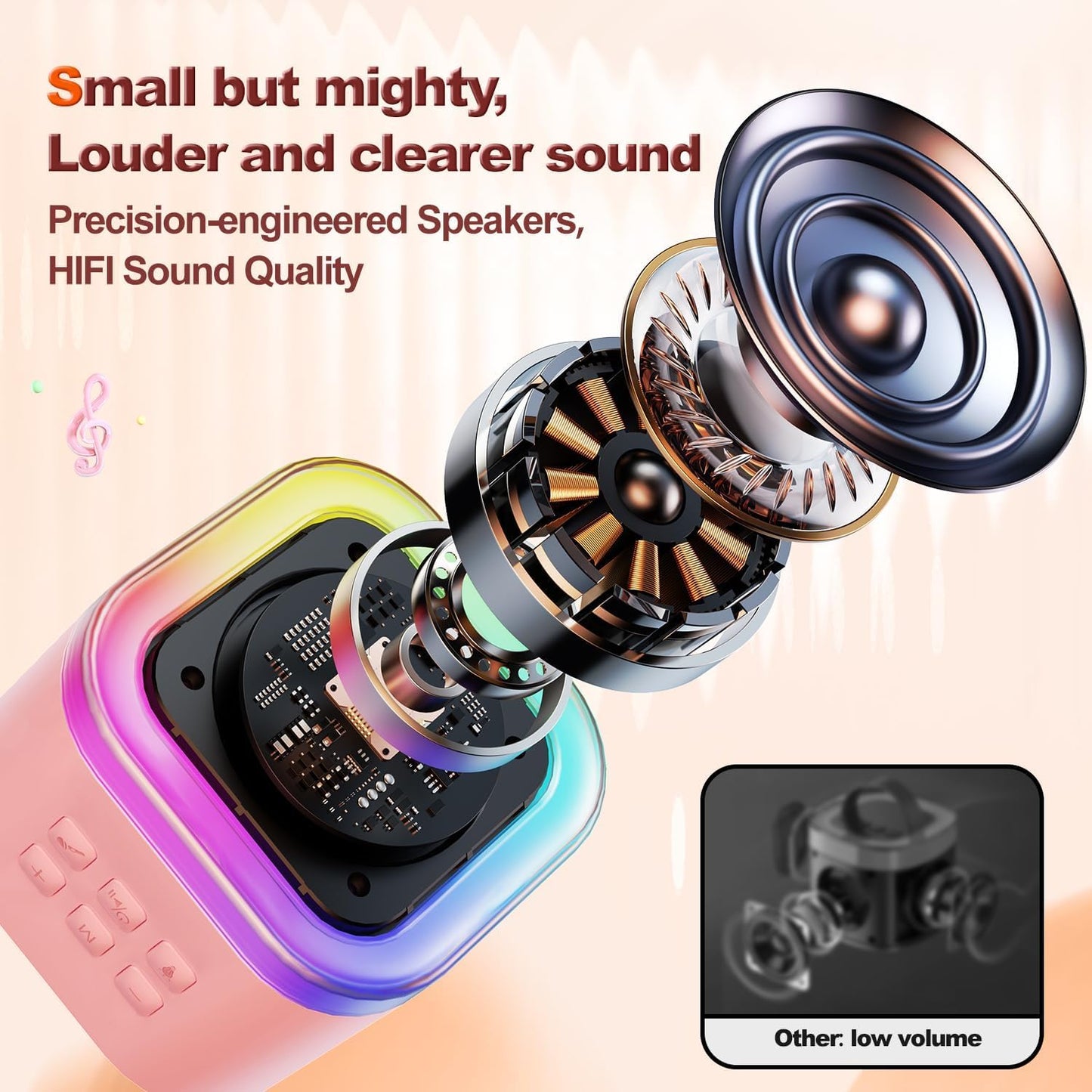 Portable Karaoke Bluetooth Speaker with Wireless Mics Dynamic Lights Gift