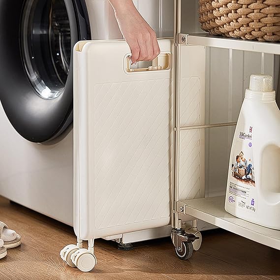 Collapsible Folding Laundry Trolley Basket with wheels and Handle
