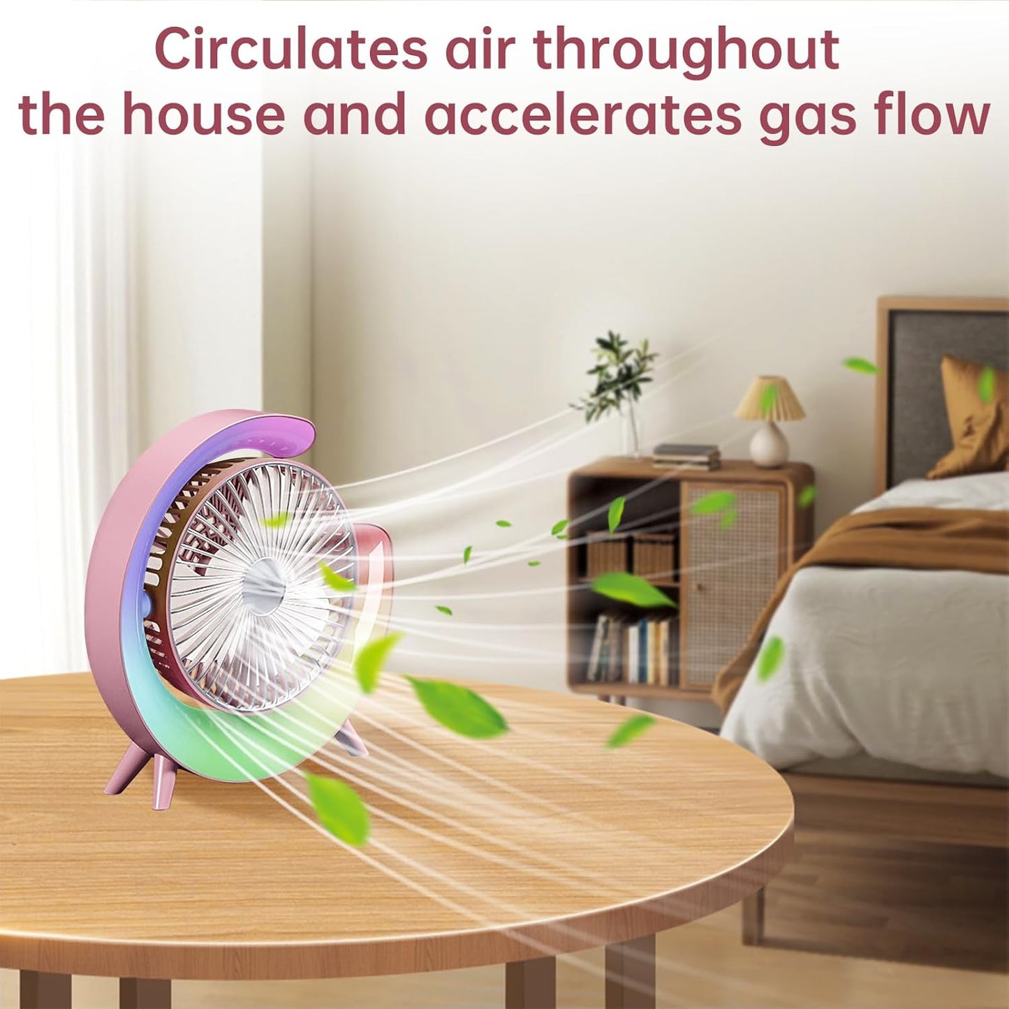 USB Rechargeable RGB Desktop Fan – Silent & Colorful