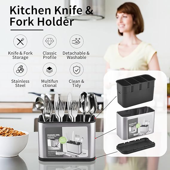 Stainless Steel Kitchen Utensil Cutlery Holder