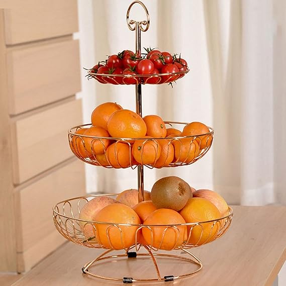 3-Tier Metal Wire Fruit Basket Stand – Countertop Storage