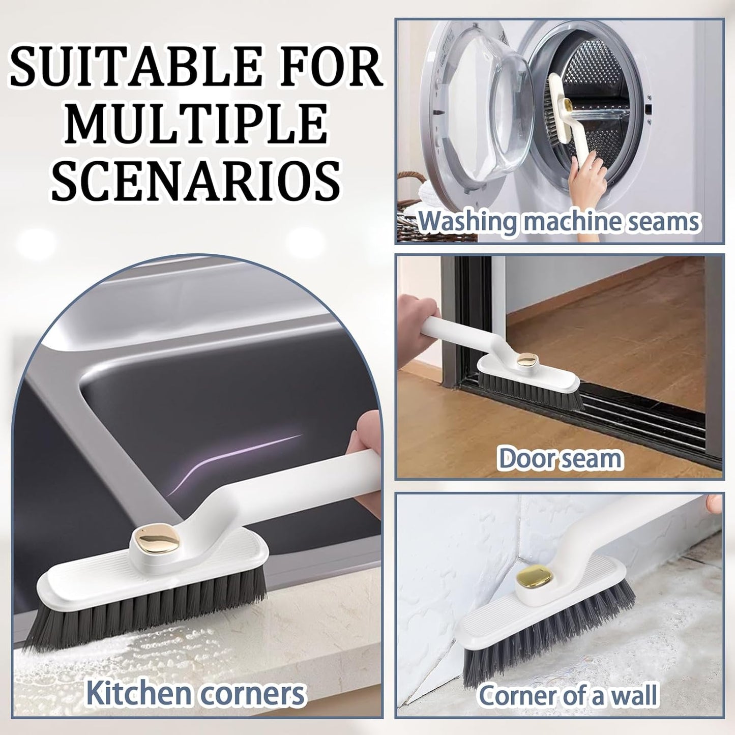 360° Rotating Hard Bristle Crevice Cleaning Brush