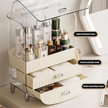 Clear Cosmetic Organizer with Storage Drawers