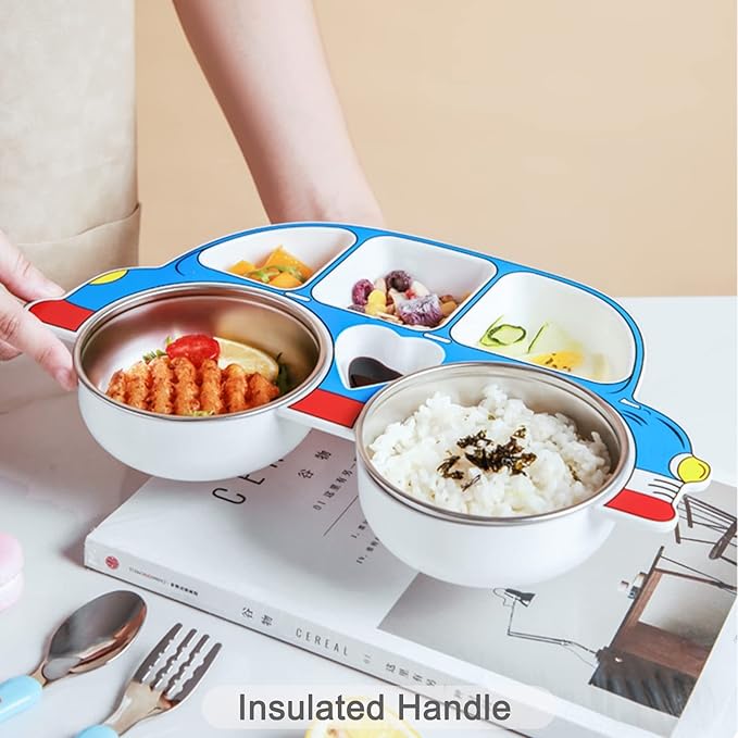 Stainless Steel Portion Plate Bowl with Lid