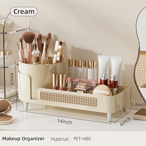 360° Rotating Cosmetic Organizer with Storage Shelves