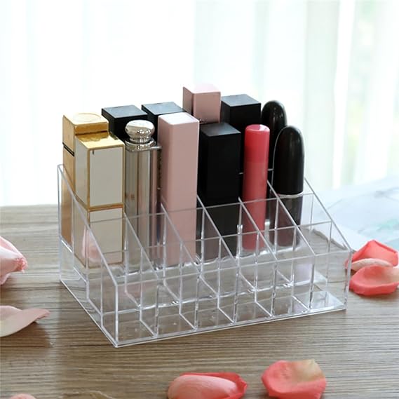 24-Slot Clear Lipstick Holder Makeup Organizer Stand
