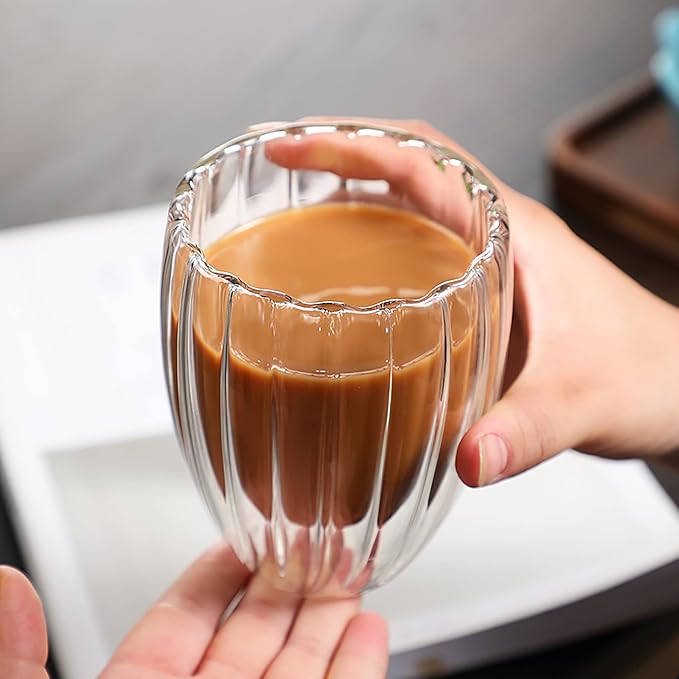 Double-Wall Glass Coffee Mug Set – 350ml
