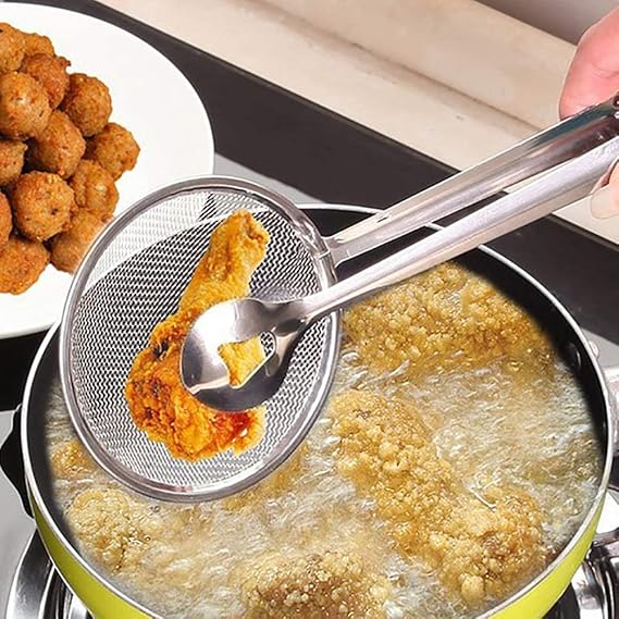 2-in-1 Oil Frying Spoon & Strainer Tongs