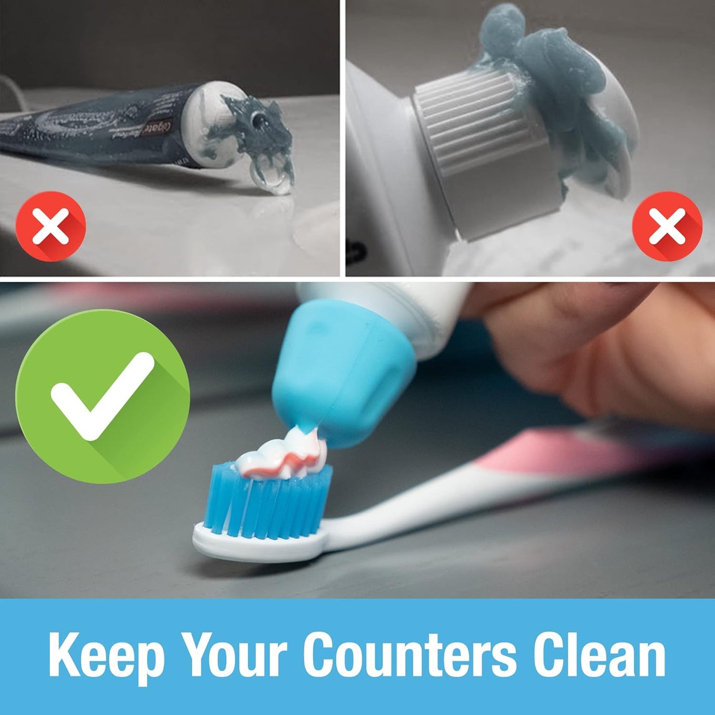 Self Closing Silicone Toothpaste Caps Mess Free Dispenser for Bathroom
