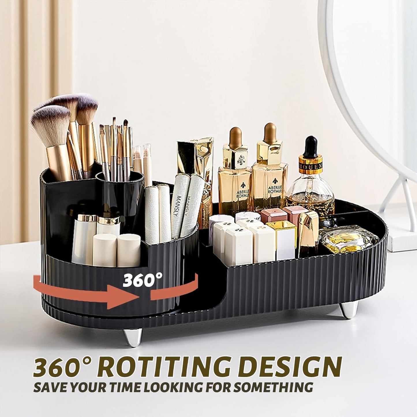 360 Rotating Cosmetic Organizer with Compartments
