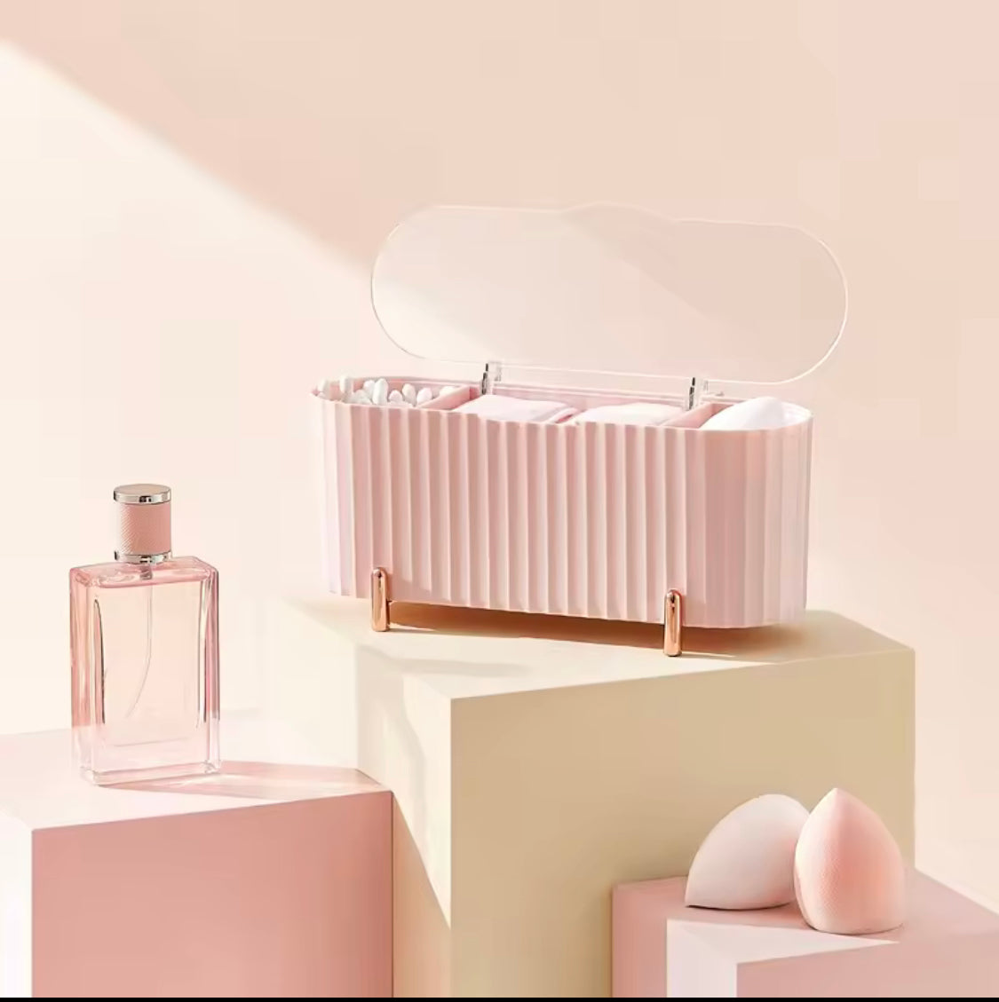 Desktop Makeup Brush and Cotton Pads Organizer