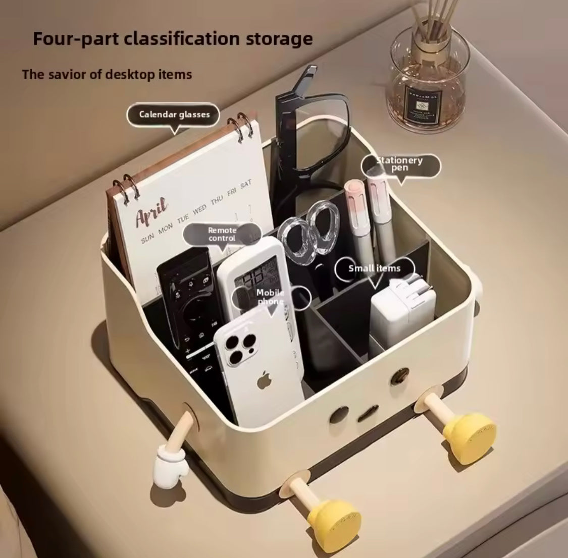 Cartoon Style Multi-Grid Cosmetic Storage Box