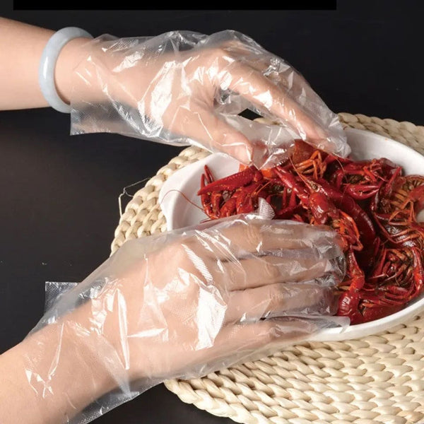 100pcs Transparent Multipurpose Disposable Plastic Gloves