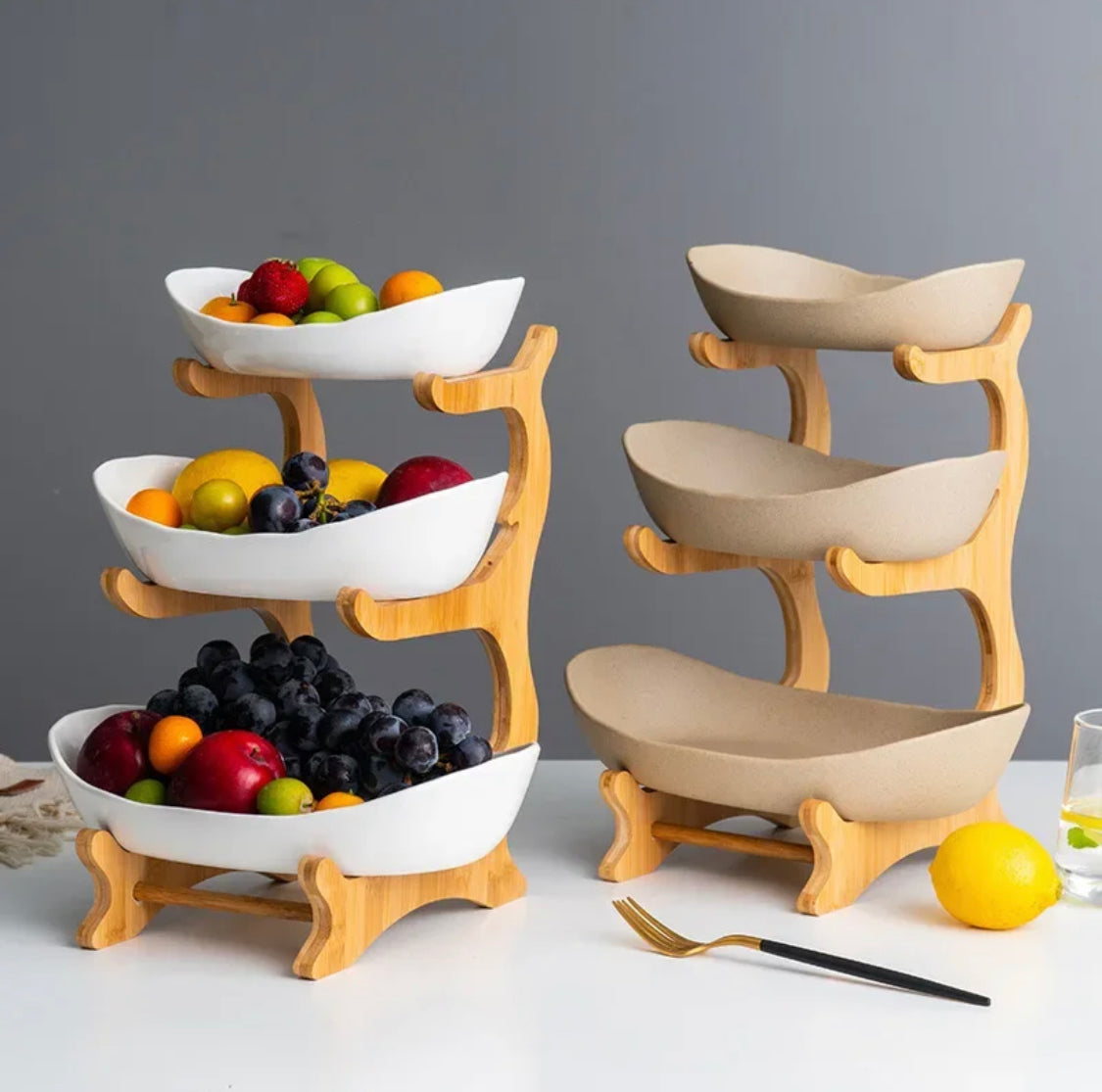 Three-Layer European Style Glass Fruit Tray – Ocean Shell Design