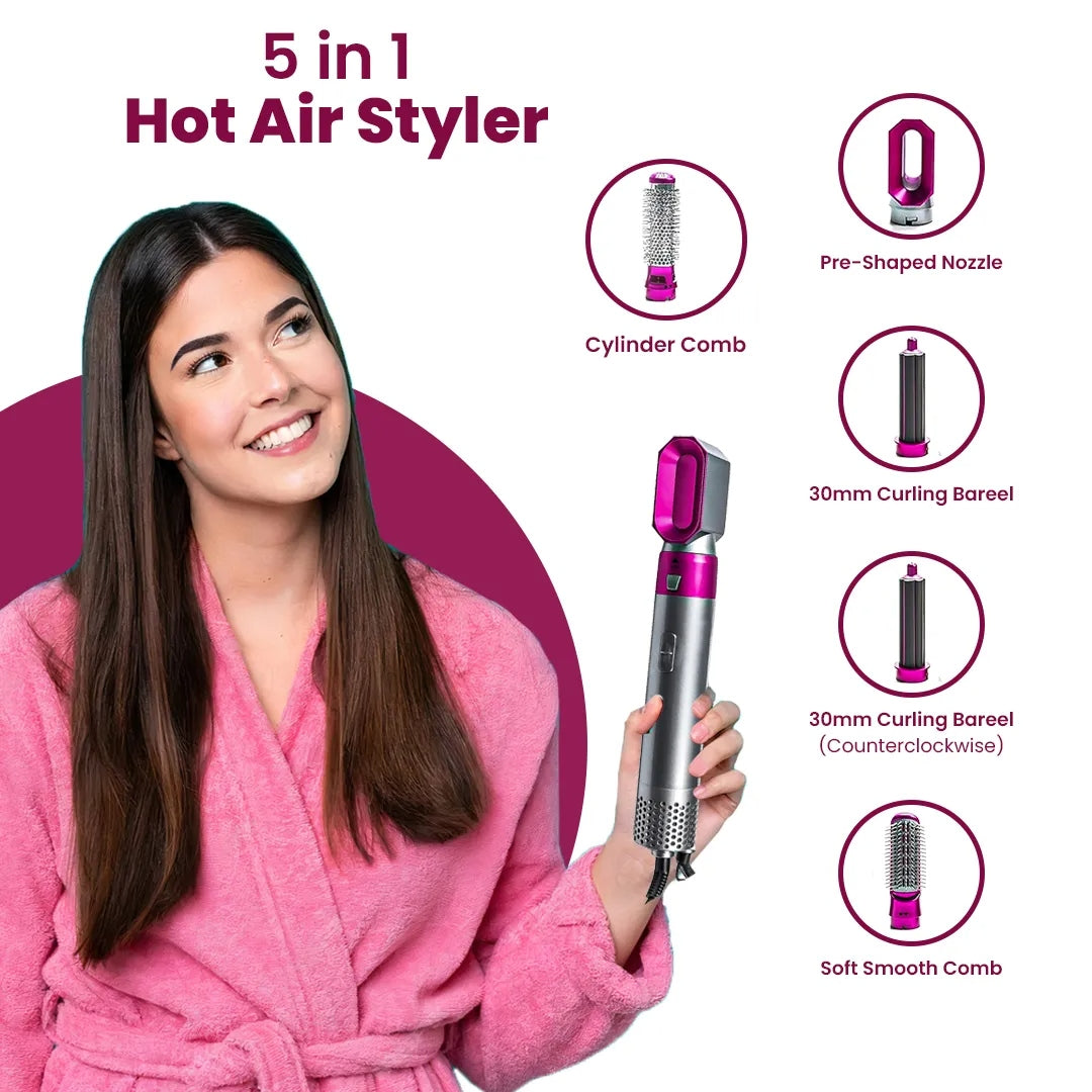 5 in 1 Hair Straightener Brush  Hair Curler Hair Dryer