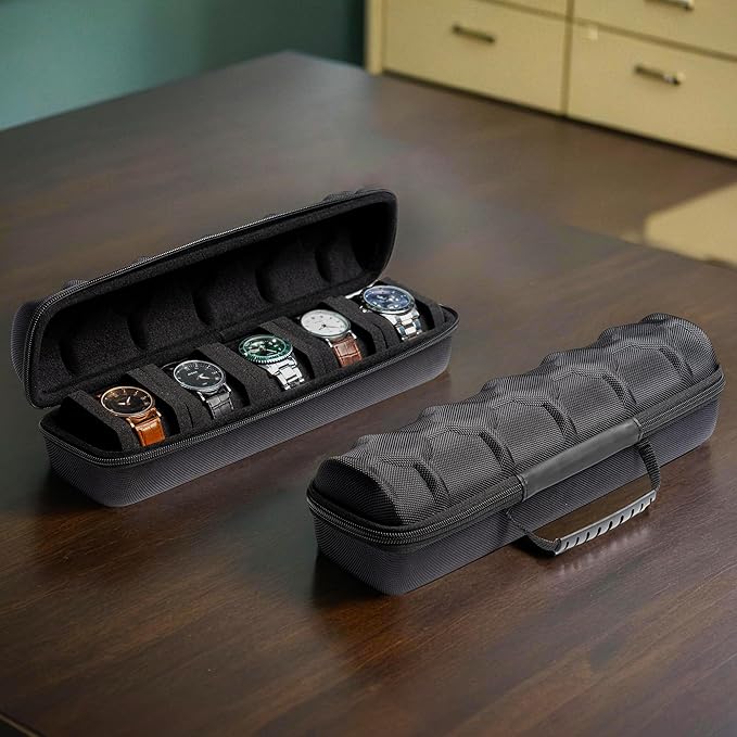 5-Slot Watch Travel Case – Unisex Storage Box with Handle