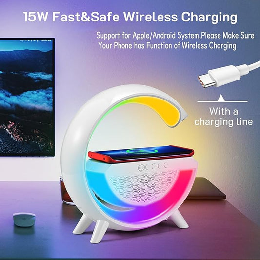 Multi-functional 3 in 1 G Shape Lamp with Speaker and Wireless Charging
