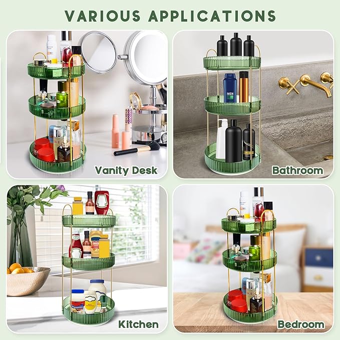 360° Rotating Vanity Makeup Organizer Shelf